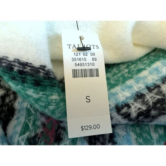 Talbots Breton Fair Isle Nordic Open Front Cardigan Sweater Sz S Small Flaw NEW - Picture 7 of 9